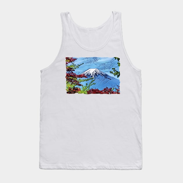 Mount Fuji Japan Digital Art Design Tank Top by PhotoArts